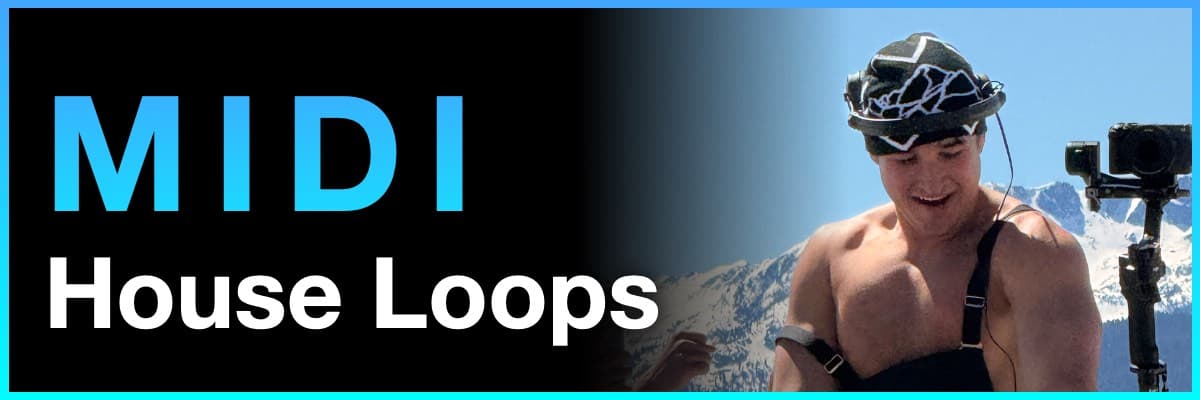 MIDI House Loops banner featuring producer John Summit in a snowy setting