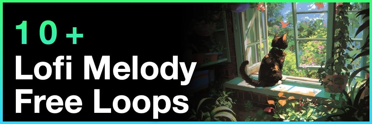 Lofi Melody Free Loops banner featuring an aesthetic anime cat illustration