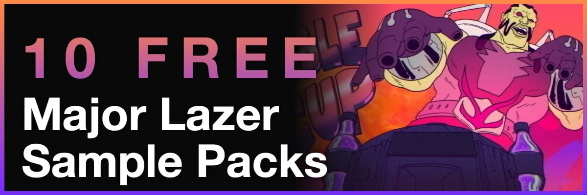 10 free Major Lazer sample packs banner with colorful animated artwork