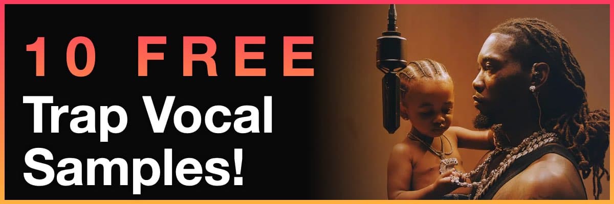 10 free trap vocal samples banner with artist in studio