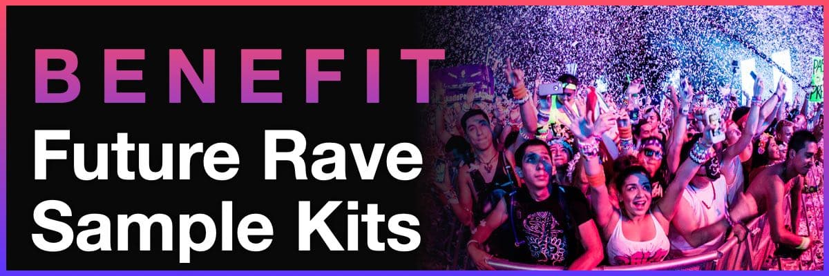 Benefit Future Rave Sample Kits banner with a crowded festival audience