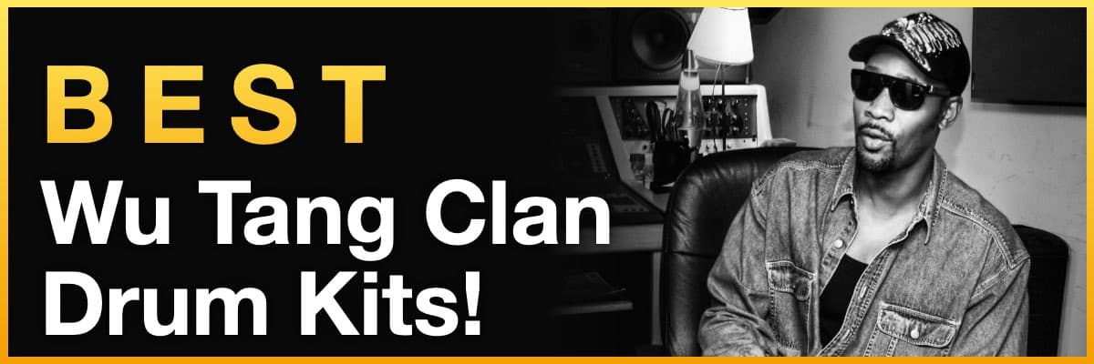 Best Wu Tang Clan Drum Kits banner featuring a studio portrait of RZA