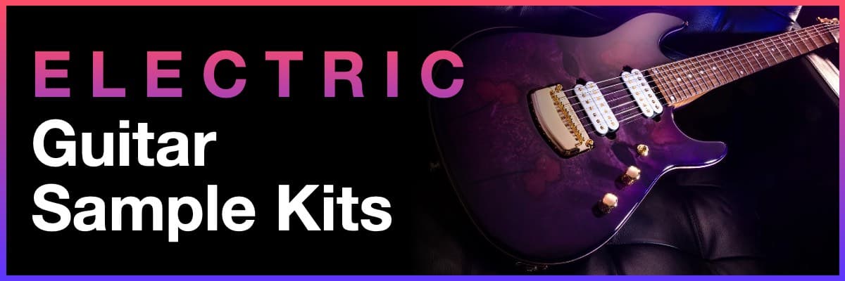 Electric Guitar Sample Kits banner featuring a beautiful purple electric guitar