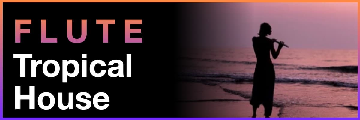 Flute Tropical House banner featuring a silhouette of a person playing flute
