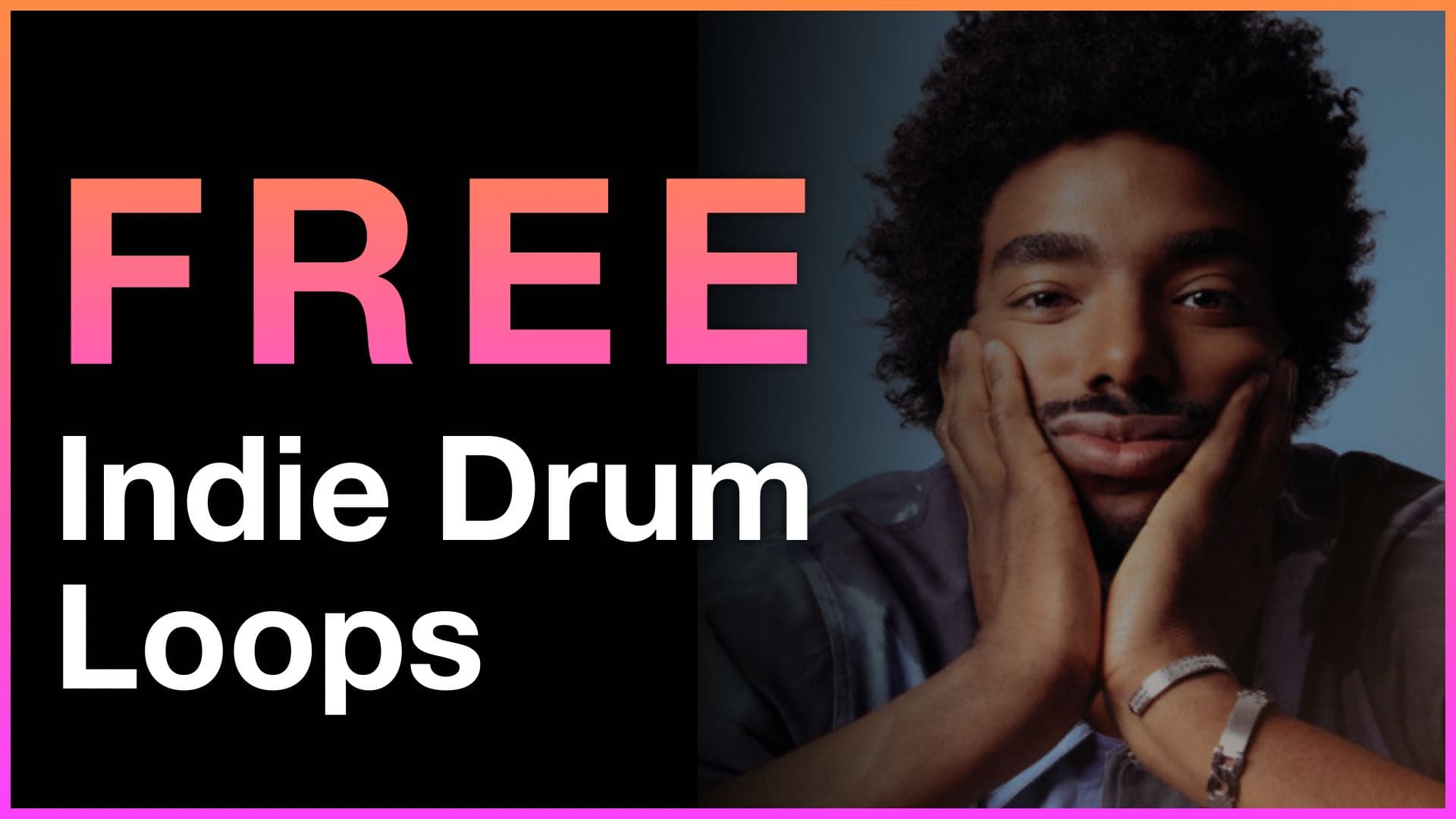 Free Indie Drum Loops banner featuring a portrait of artist Tai Verdes