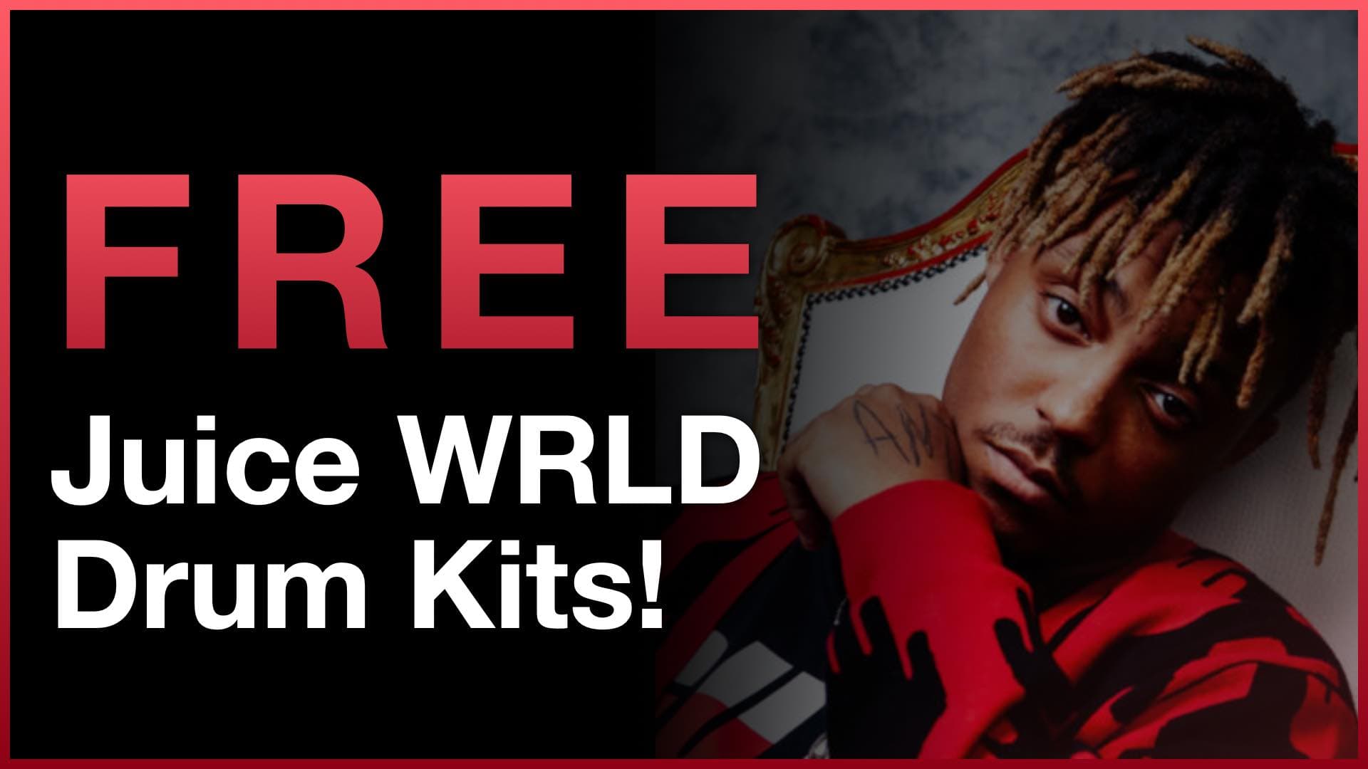 Free Juice WRLD drum kits banner with artist portrait in red outfit