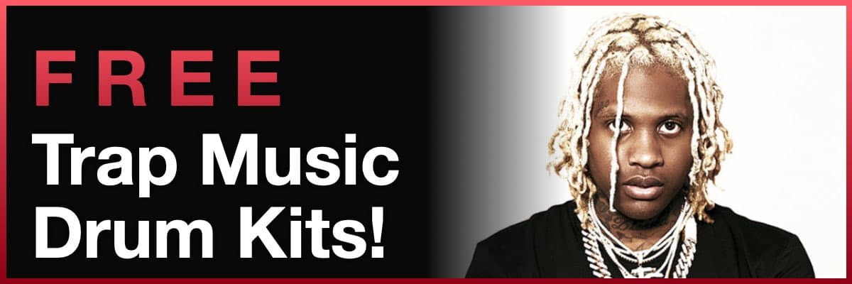 Free Trap Music Drum Kits banner featuring a portrait of Lil Durk