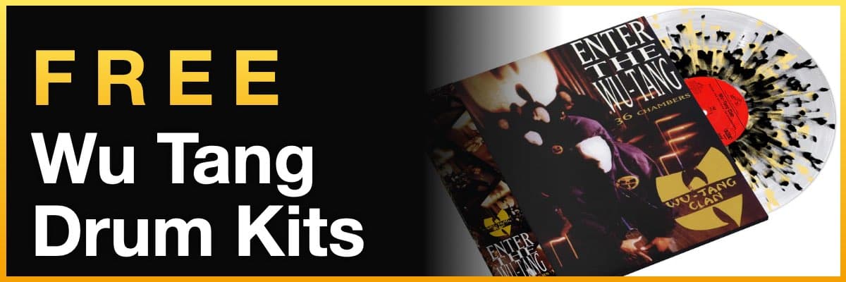 Free Wu Tang Drum Kits banner featuring 36 Chambers vinyl artwork wu tang drum kits