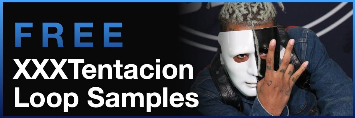 Free XXXTentacion Loop Samples banner featuring the artist in a mask