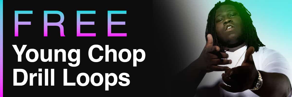 Free Young Chop drill loops banner featuring a portrait of the producer