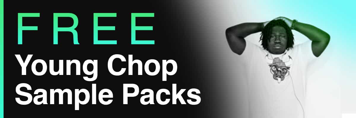 Free Young Chop sample packs banner featuring a portrait of Young Chop
