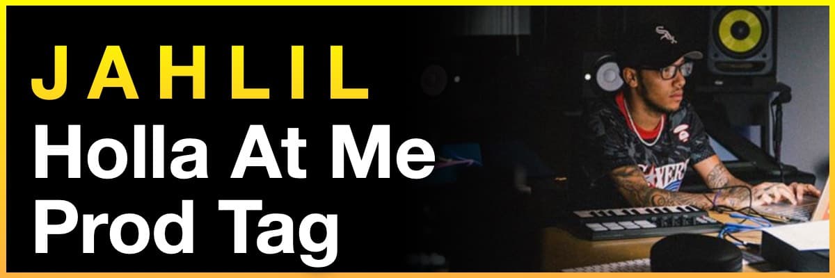 Jahlil Beats Prod Tag banner featuring the producer working in a studio