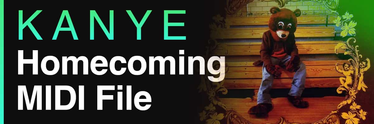 Kanye Homecoming MIDI File banner featuring the iconic dropout bear mascot