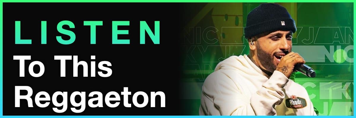 Listen To This Reggaeton banner featuring a portrait of Nicky Jam