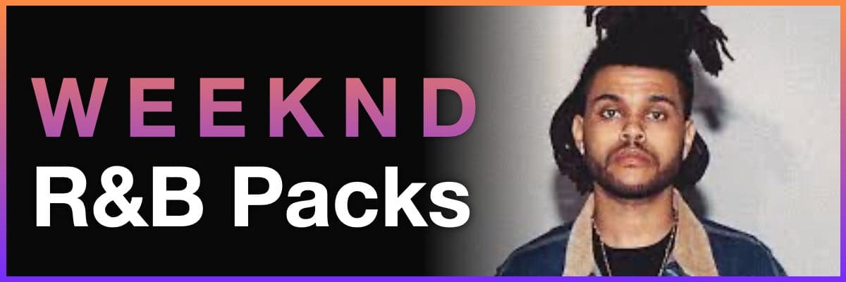 Weeknd R&B Packs banner featuring a classic portrait of The Weeknd