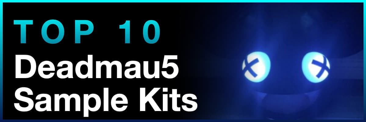 Top 10 Deadmau5 Sample Kits banner featuring a glowing blue mau5head