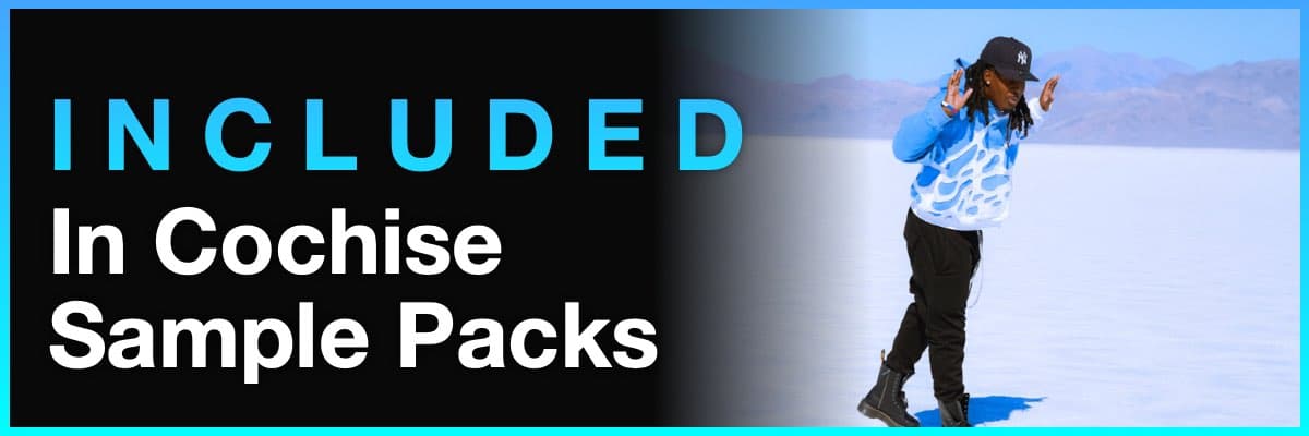 Cochise sample packs banner with artist standing in desert landscape