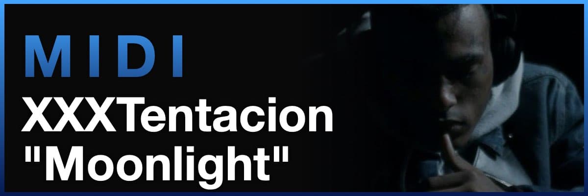 XXXTentacion Moonlight MIDI banner featuring a moody portrait of the artist